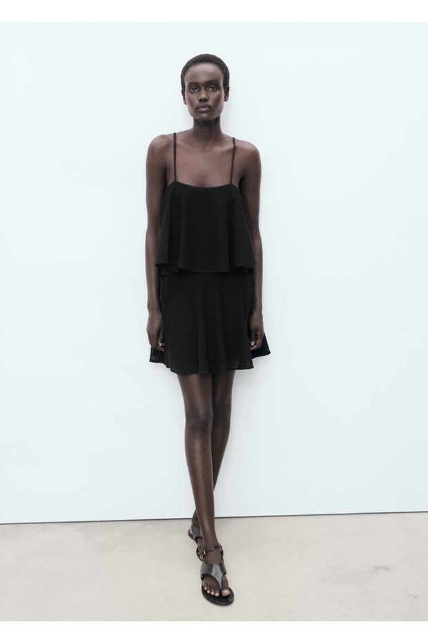 Volanlı triko elbise - 2