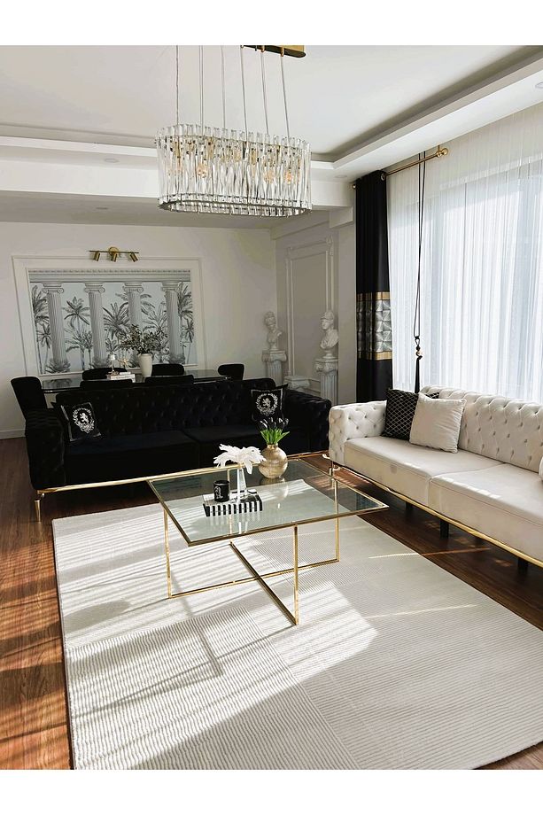 RUBİ İskandinav Dokuma Krem Yumuşak Peluş Bukle Salon Halısı Yolluk Halı Çocuk Halısı - 3
