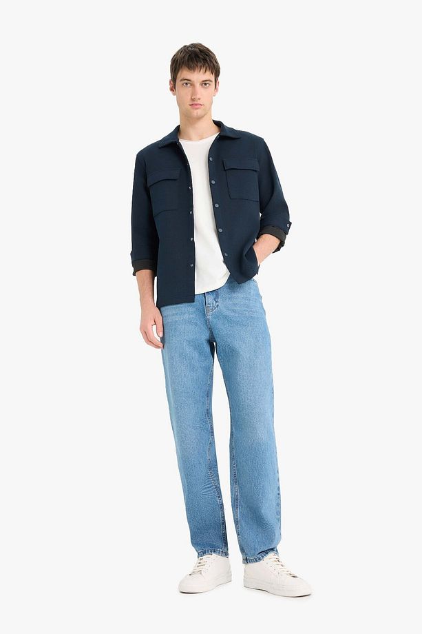 Regular Fit Çift Cepli Twill Uzun Kollu Gömlek E7689AX25SP - 2