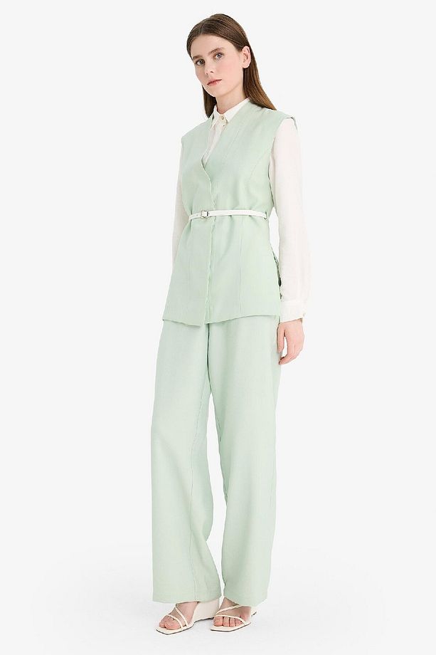 Wide Leg Basic Düz Geniş Paça Pantolon E7979AX25SM - 4