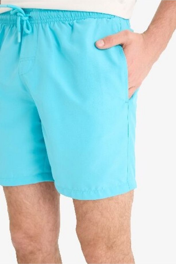 Regular Fit Kısa Boy Cepli File Astarlı Beli Bağcıklı Düz Hafif Kumaş Deniz Şortu E5133axns - 5