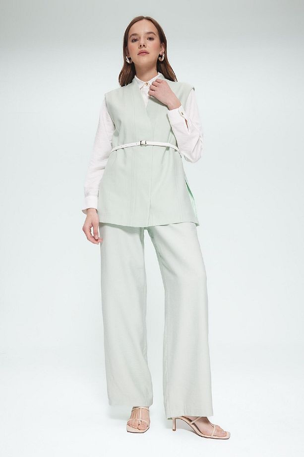 Wide Leg Basic Düz Geniş Paça Pantolon E7979AX25SM - 2