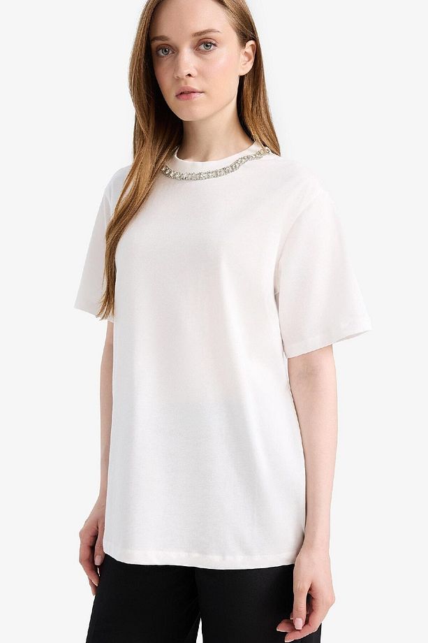 Regular Fit Bisiklet Yaka Kısa Kollu Tunik F1801AX25SM - 4