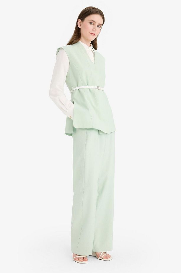 Wide Leg Basic Düz Geniş Paça Pantolon E7979AX25SM - 5