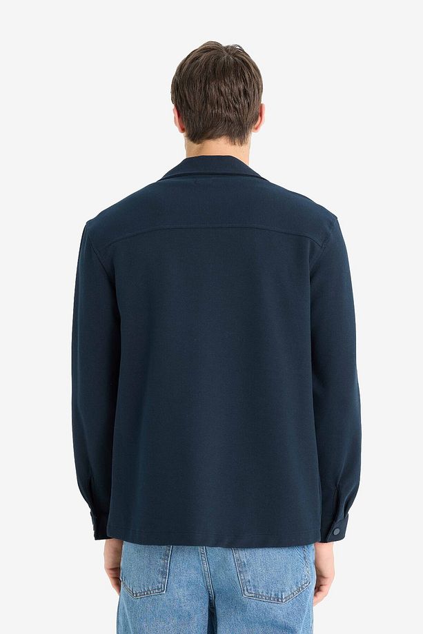 Regular Fit Çift Cepli Twill Uzun Kollu Gömlek E7689AX25SP - 6