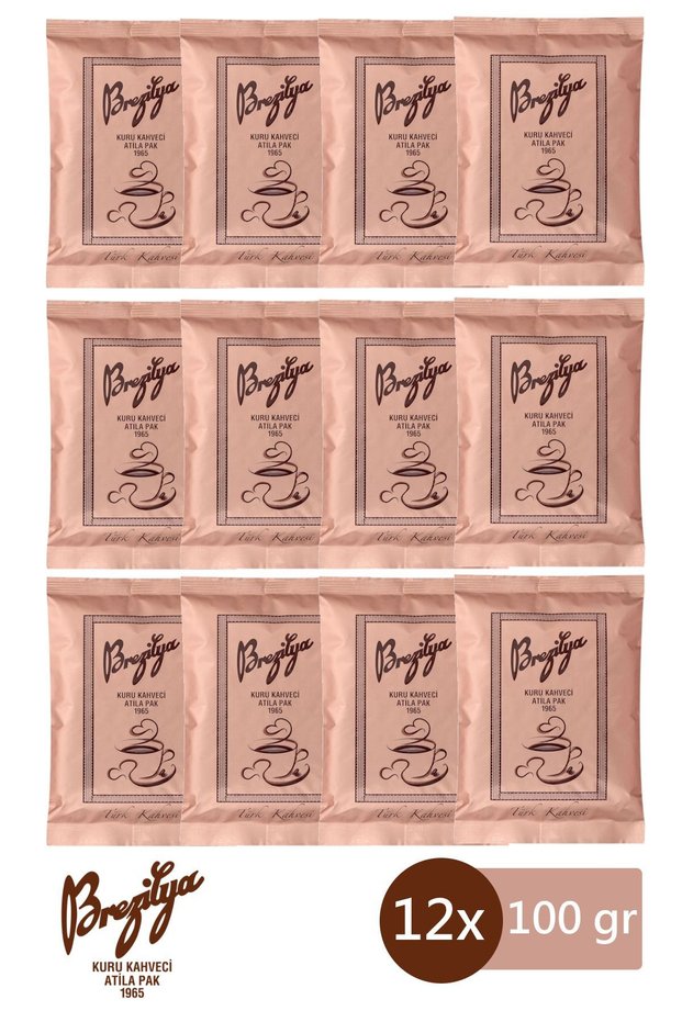 Brazilian Dry Coffee Atila Pak Turkish Coffee 100 g X 12 Pcs