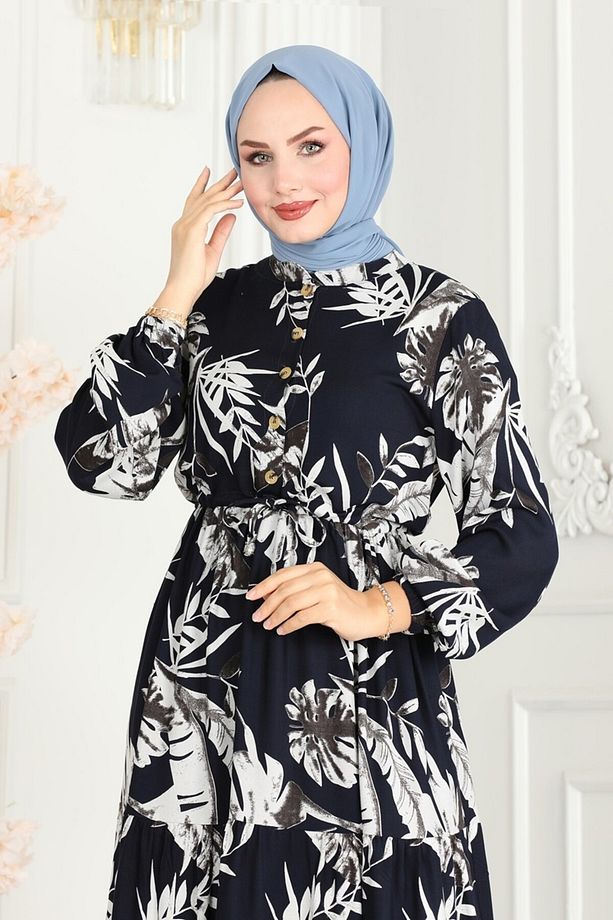 Beli Tünelli Viskon Elbise 7119BG354 Laci - 3