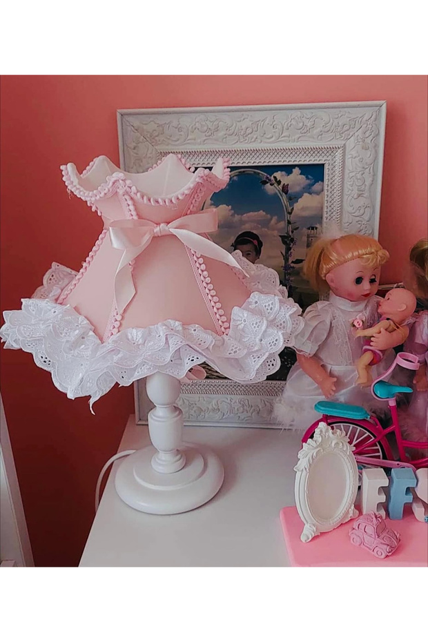 Pembe Dantelli Abajur - 4