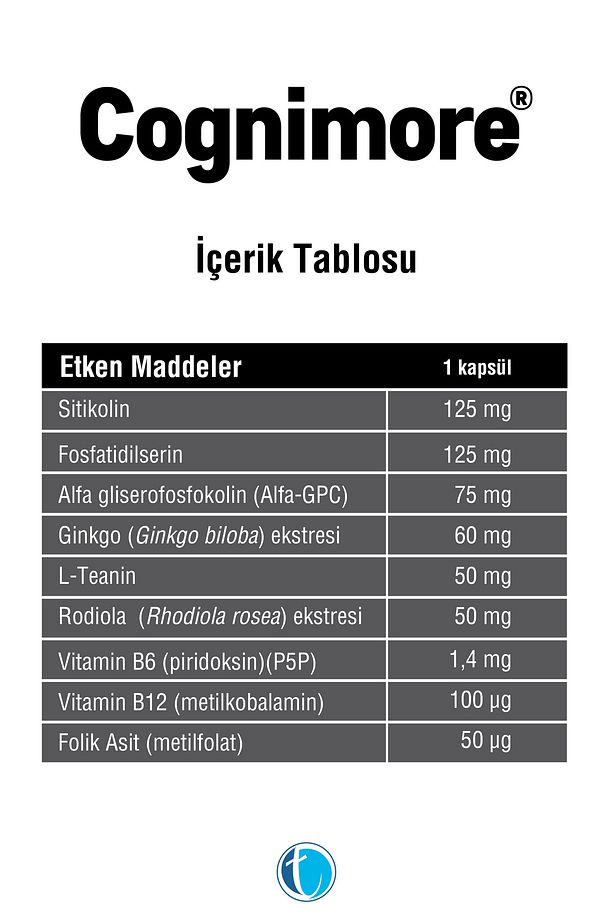 60 Bitkisel Kapsül Sitikolin Fosfatidilserin Alpha-GPC Rhodiola Gingko Biloba L-Teanin - 2