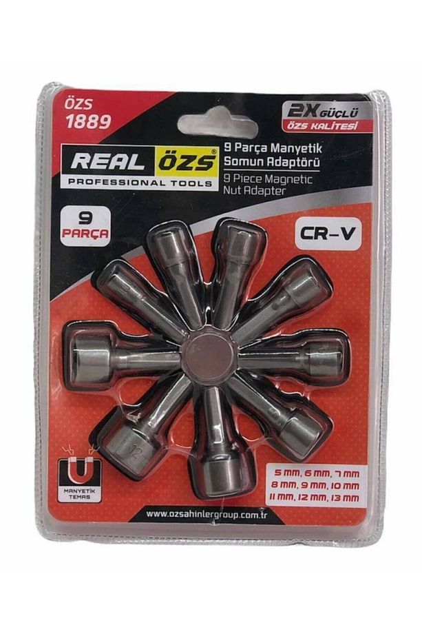 Realözs 9 Parça Manyetik Civata Somun Tutucu Bits Adaptörü Çatı Trapez Lokma - 1