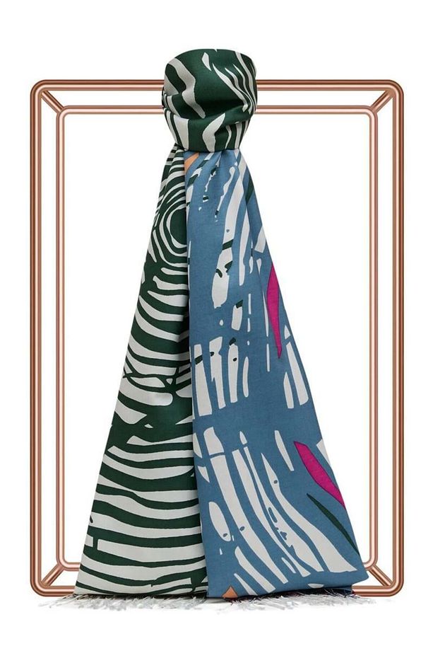 Renkli Zebra Desenli Ipek Şal Model 06 - 1