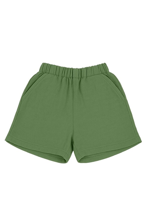 Double Layer Muslin Kids Shorts 100% Natural Cotton Emerald Green