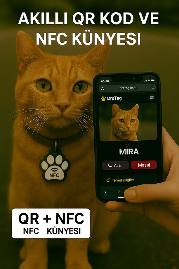 Akıllı QR Kodlu ve NFC Destekli Kedi Köpek Künyesi - 1