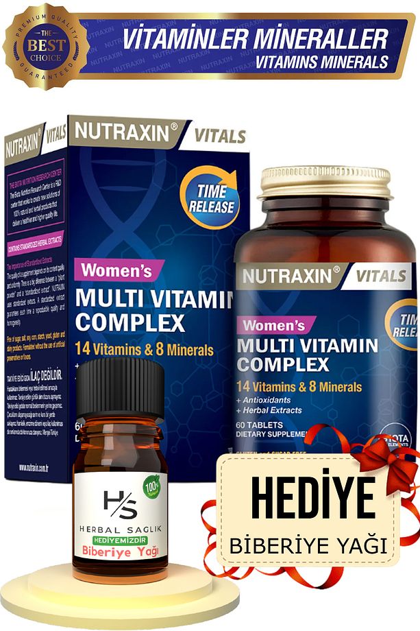 Kadın Multivitamin Complex 60 Adet Tablet Hrblsglk Biberiye Yağı (HEDİYE) - 1