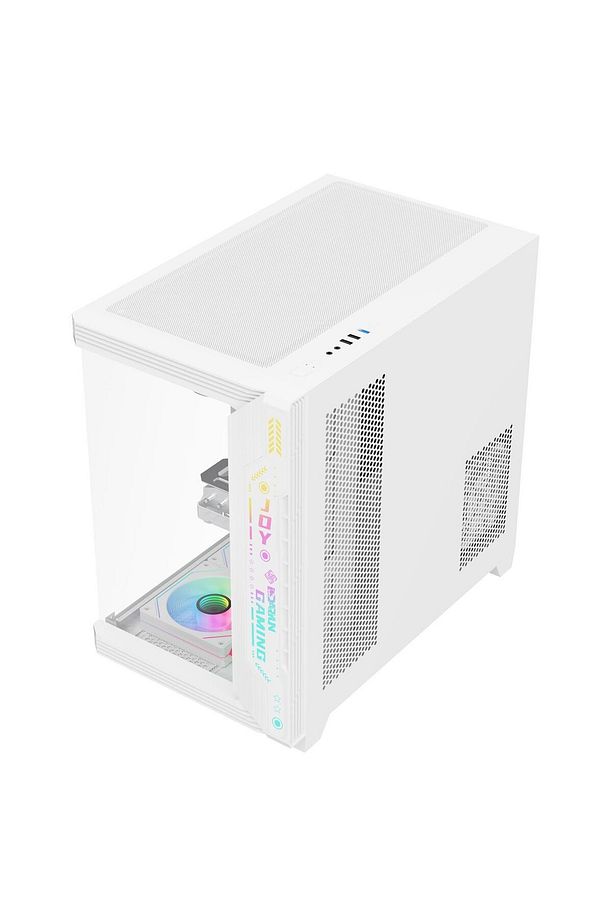 JOY gaming argb ön panel 7x argb fan atx beyaz akvaryum bilgisayar kasası - 6