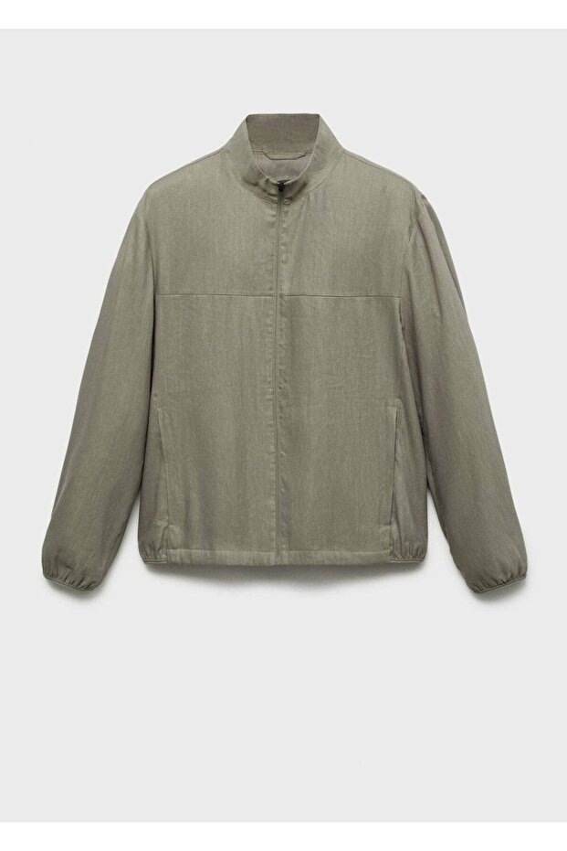 Fermuarlı keten ceket - 3