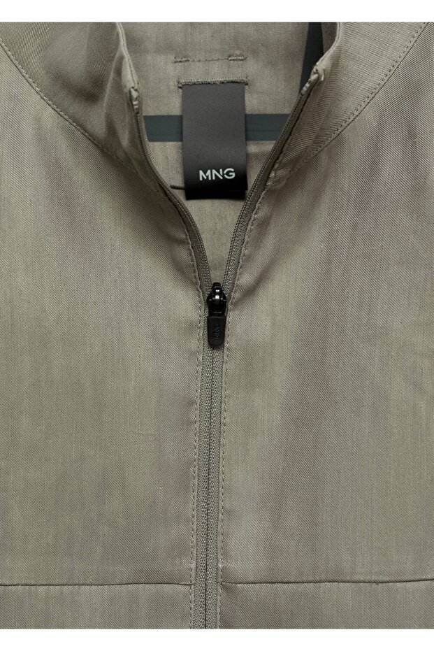 Fermuarlı keten ceket - 6