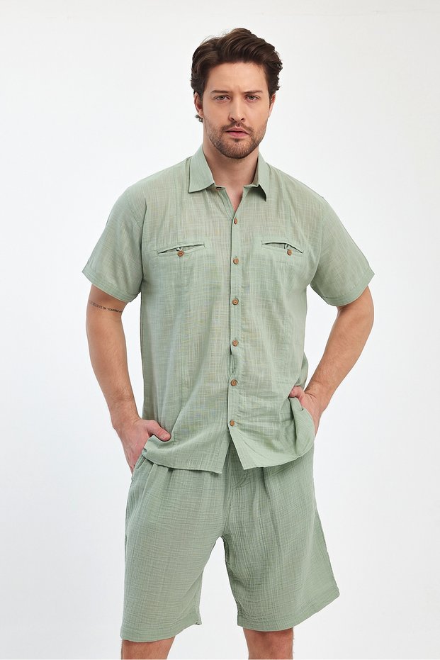 Short Sleeved Shirt with Double Pockets (Shantuklu)- 4540