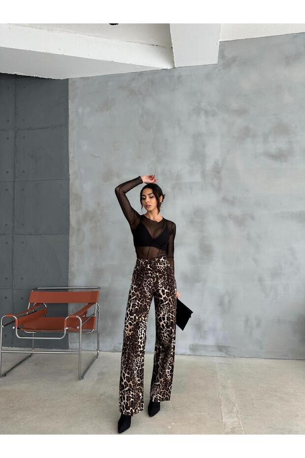 Zeo Basic - Wide Leg Trousers Leopard Pattern - 3