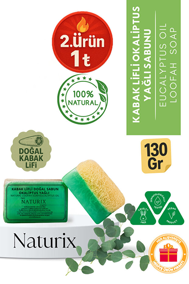 Eucalyptus Oil Soap with Pumpkin Fiber 130 Gr | Moisturizing, Peeling and Purifying Soap