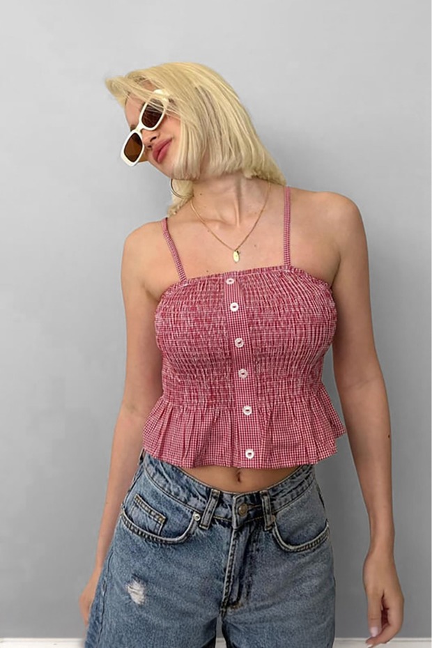 حزام أحمر قابل للتعديل من القماش القطني Mg2371 - 3