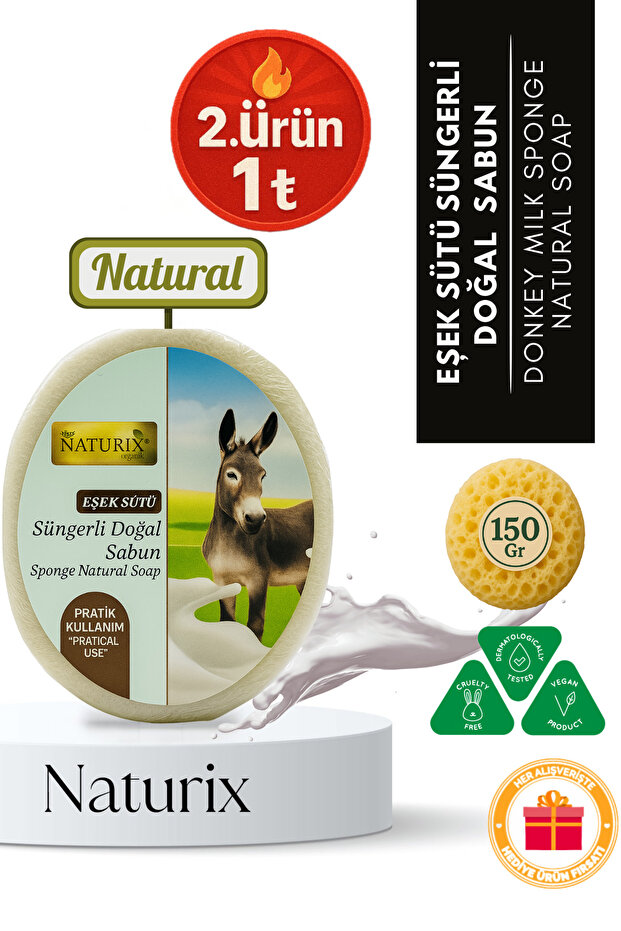Donkey Milk Sponge Soap 150 Gr | Natural Drying and Skin Smoothing Soap