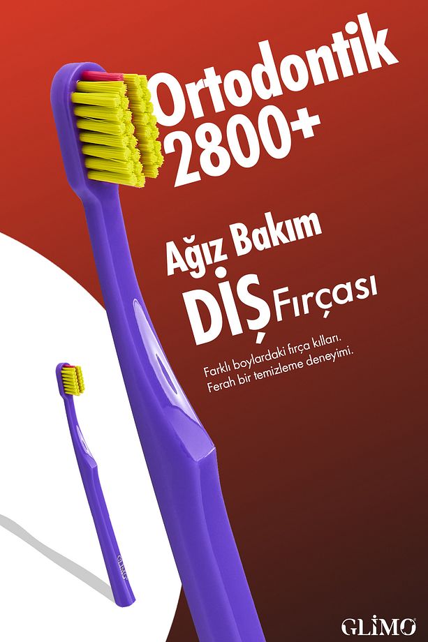 Ortodontik Diş Fırçası 2800 | Fda Onaylı,bpa Içermez,diş Teli Temizliği | 0,15 Mm Fırça Kılı, Mor - 1