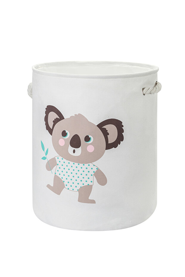 63L Round Laundry Basket 40x50cm, Polyester-Cotton Foldable Hamper with Handles