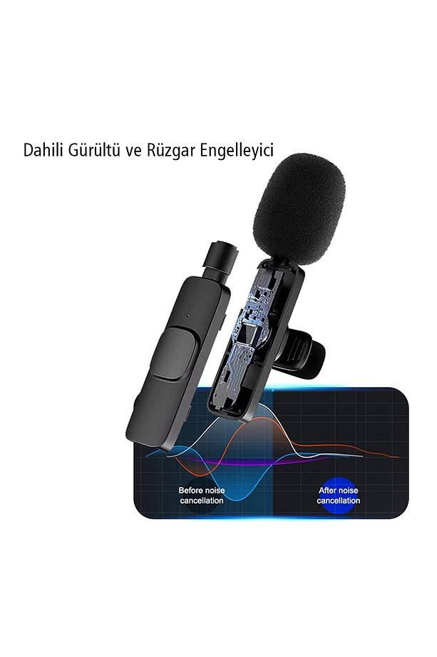 2 In 1 Iphone Ve Type C Uyumlu Ikili Kablosuz Yaka Mikrofonu K8 Youtube Facebook Tiktok - 3