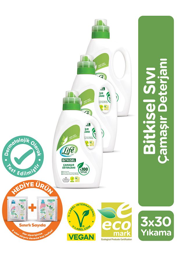 Bitkisel Bazlı Vegan Çamaşır Deterjanı 1500 ml X 3 Adet - 1