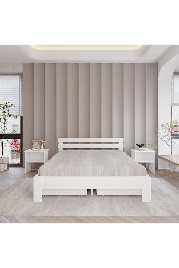 4 Çekmeceli Letto Mdf Karyola | Tek Ve Çift Kişilik Yatak Uyumlu, Kolay Kurulum - 2