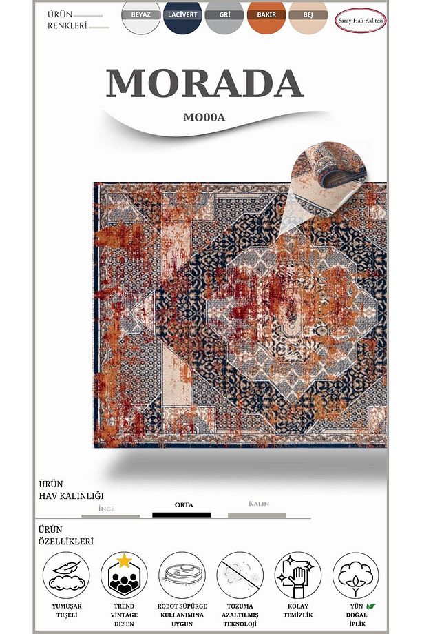 Yün Vintage Salon Halısı MORADA MO00A - 2