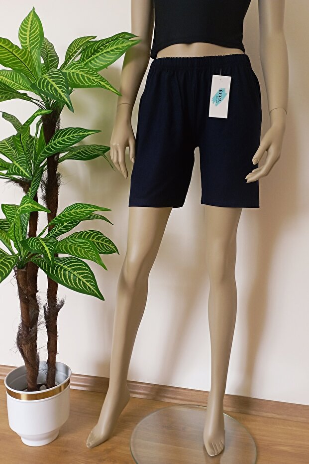 Unisex Lacivert Penye Şort - 7