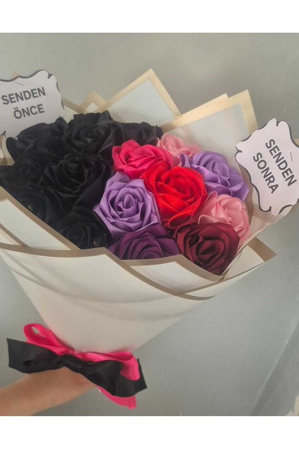 15 Adet Solmayan Gül Buketi Senden Önce Senden Sonra Not Yazılır - 2