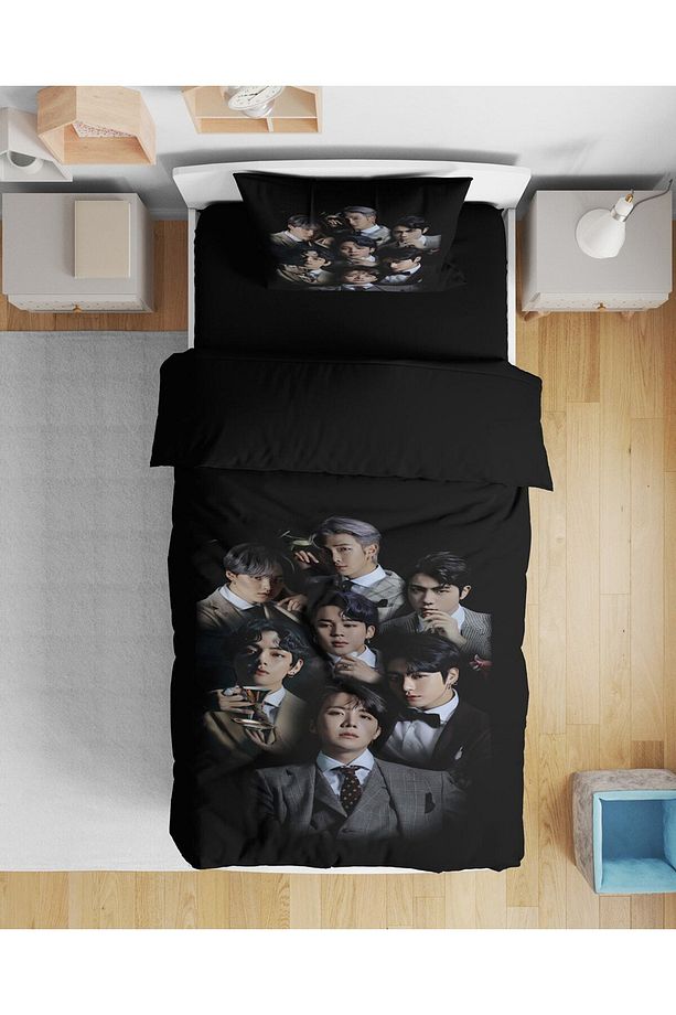 Bts K-pop Baskılı 3d Tek Kişilik Çarşafsız Genç Kız Nevresim Takımı - 1