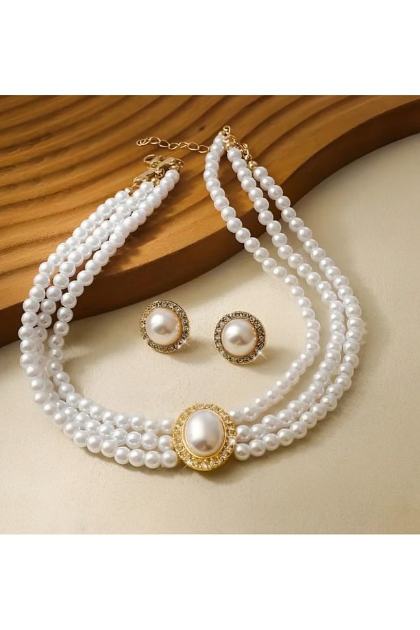 Inci Kolye Küpe 2'li Set - 5