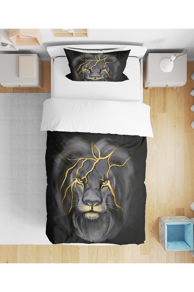 Lion King Lion 3D Digital Printed Single Duvet Cover Set