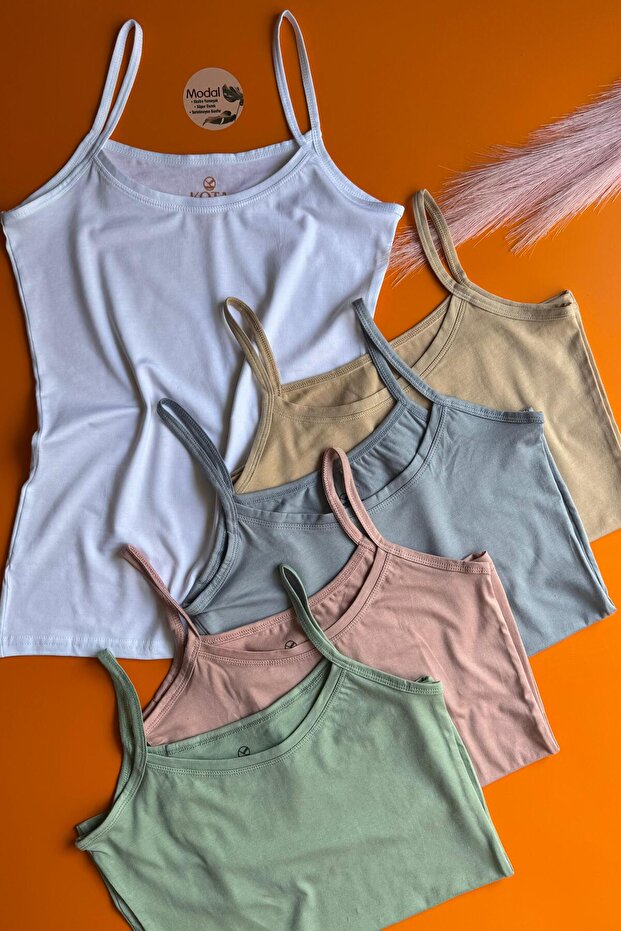 Elytra 5-Piece Women's Singlet in Green, Skin, White, Blue, Pink Modal Fabric, Breathable, Strap 66E02