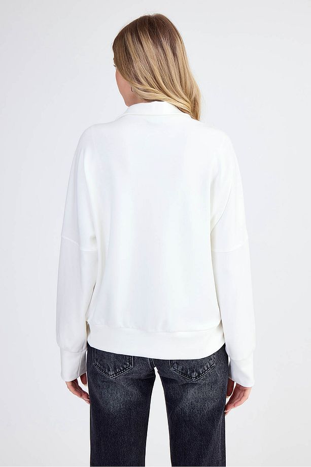Fermuarlı Önü Cepli Modal Kumaş Sweat - 4