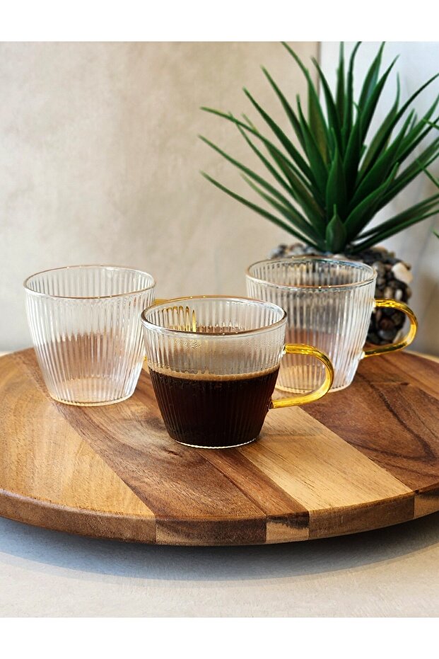 6'lı 110 ml Çay Kahve Espresso Cam Bardak Fincan - 3