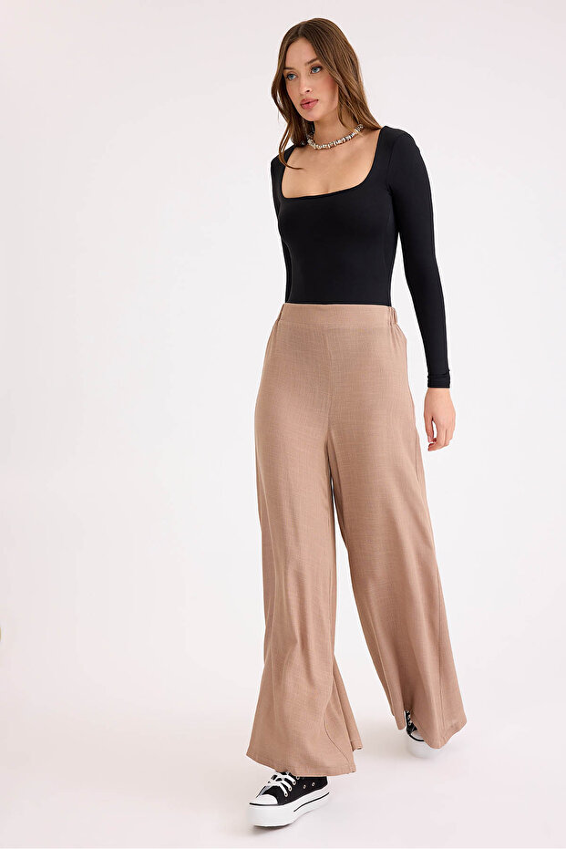 Viscose Linen Casual Trousers with Elastic Back - 3