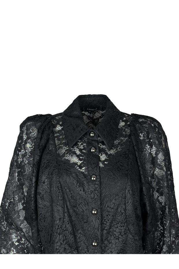 Siyah Dantel Gömlek - 4