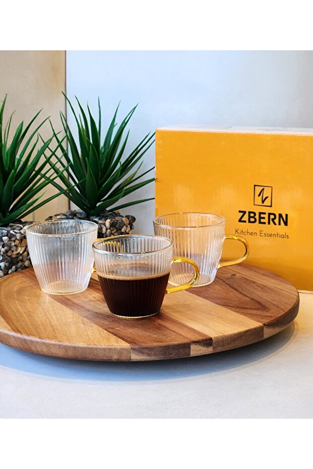 6'lı 110 ml Çay Kahve Espresso Cam Bardak Fincan - 1