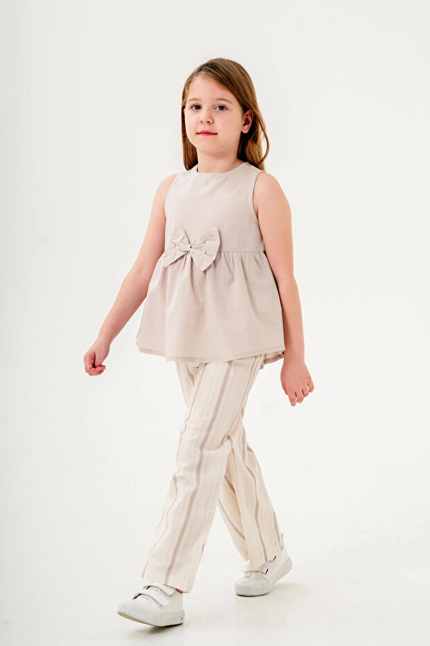 Ribbon Detailed Girl's Suit 3834