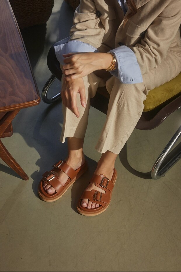 Duo Tan Skin Double Thick Tape Women Slipper