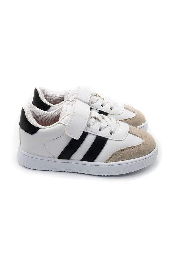 RAMBA DERİ GÖRÜNÜMLÜ MESH ASTARLI ÇOCUK SNEAKER - BEYAZ - 4002 - 5