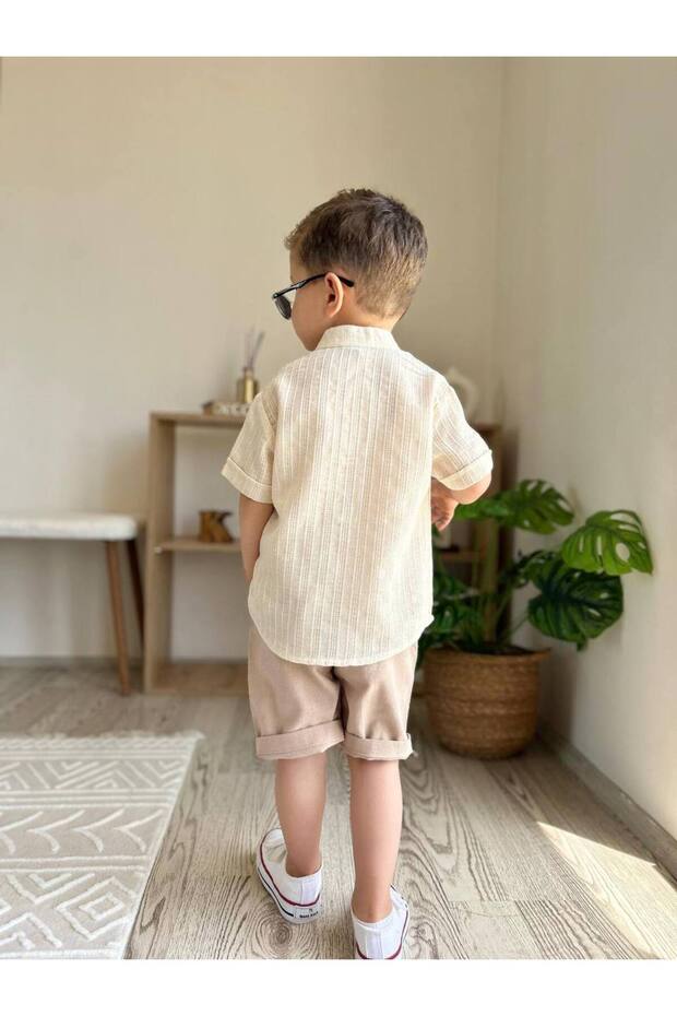 طقم علوي من الكتان للأولاد - 2