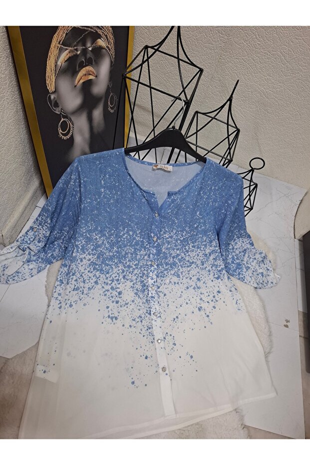 Flaş marka düğmeli bluz - 1