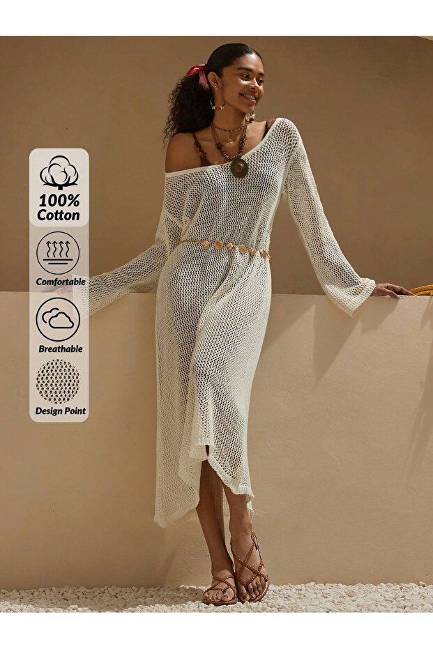 ROCHIE DE PLAJĂ AJURADAȚĂ DE BUMBAC - 1