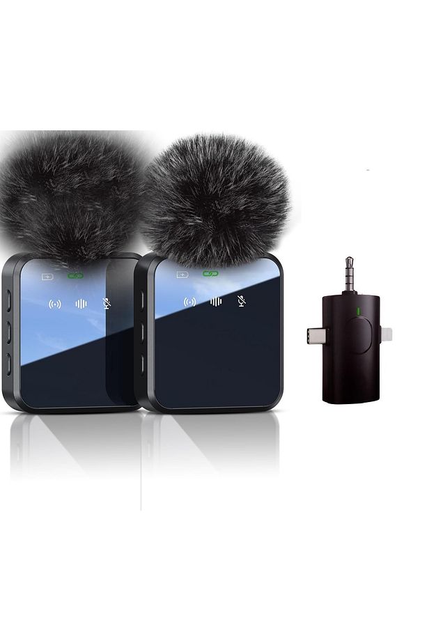 2li Kablosuz Yaka Mikrofonu Type-C iPhone Girişli Telefon Uyumlu Wireless Mikrofon Canlı Yayın F11-2 - 5